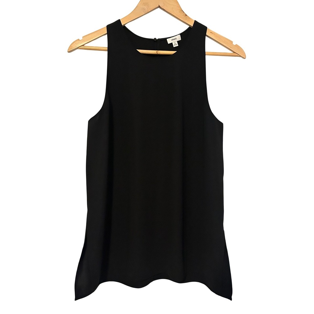 Vince Black Sleeveless Keyhole‎ Crepe Shell Top Womens M Office Minimalist Chic